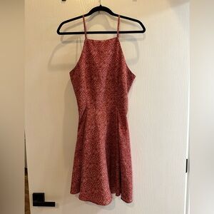 Hollister Red Geometric Boho Patterned Open Back Fit & Flare Mini Dress